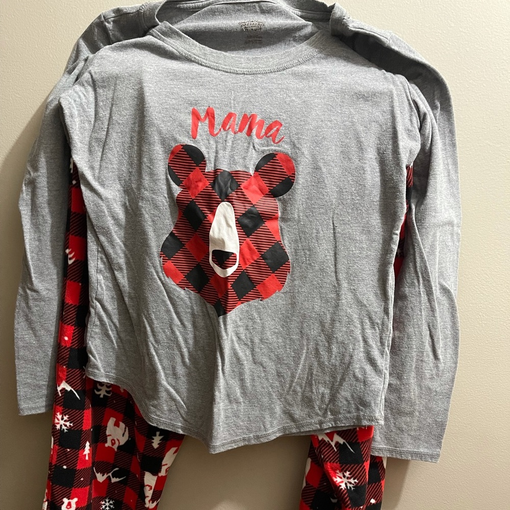 Mama bear pajama set worn once for pictures